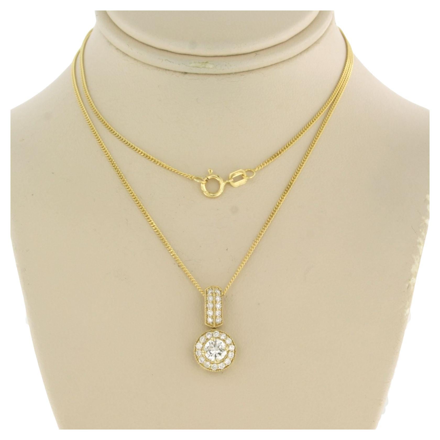 Necklace with pendant topaz and Diamond 14k red gold For Sale at 1stDibs