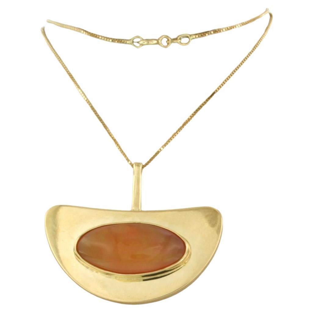 Pendant Necklace Fire Opal 18k yellow gold