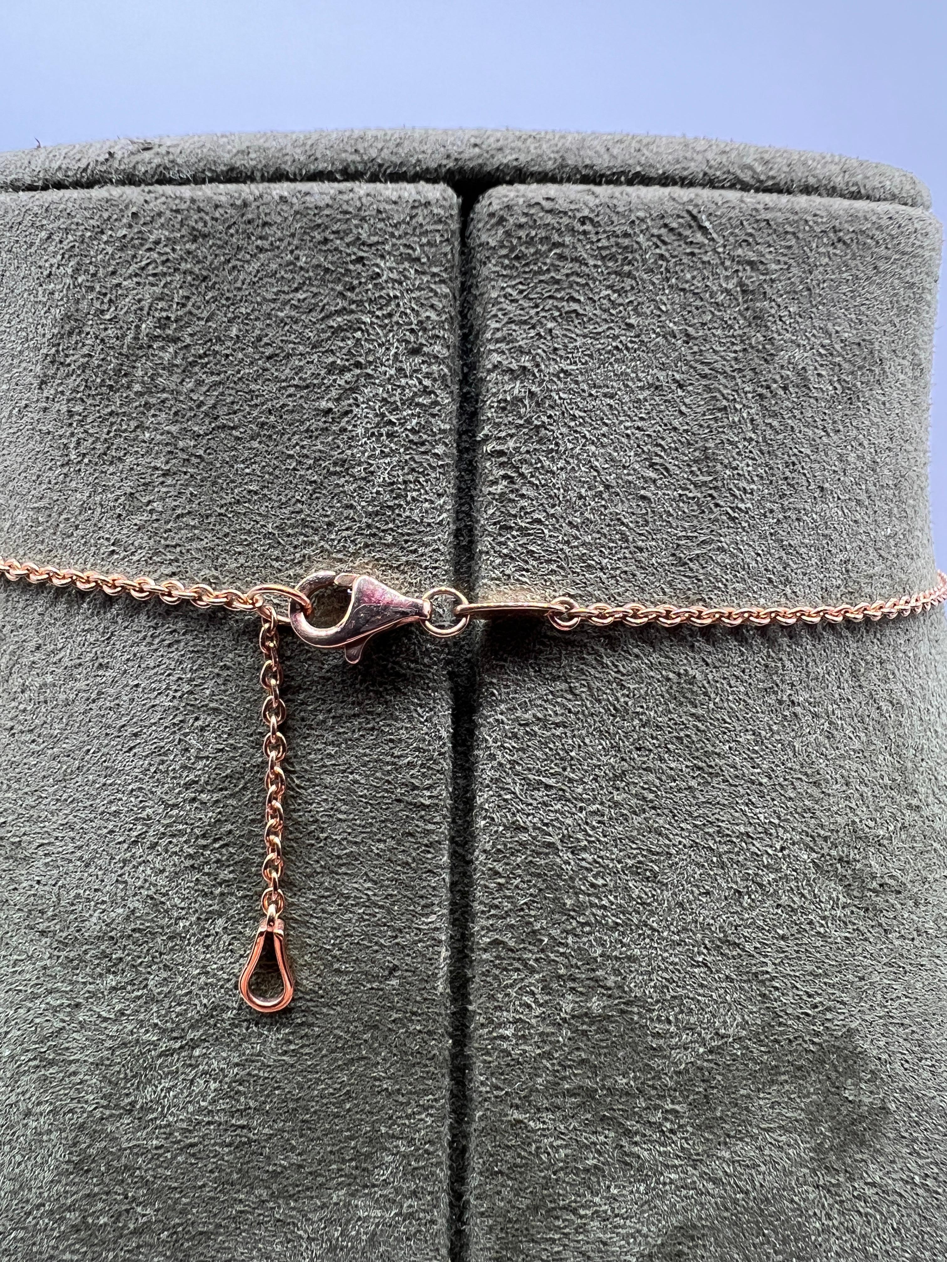 Collana con ciondolo in saphire verde 2, 27 carati e diamanti in oro rosa 18 carati in vendita 1