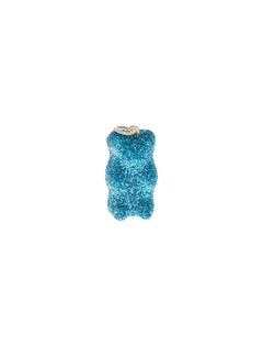 Pendant Necklace Gummy Bear Blue Glitter Unisex Silver Greek Jewelry
