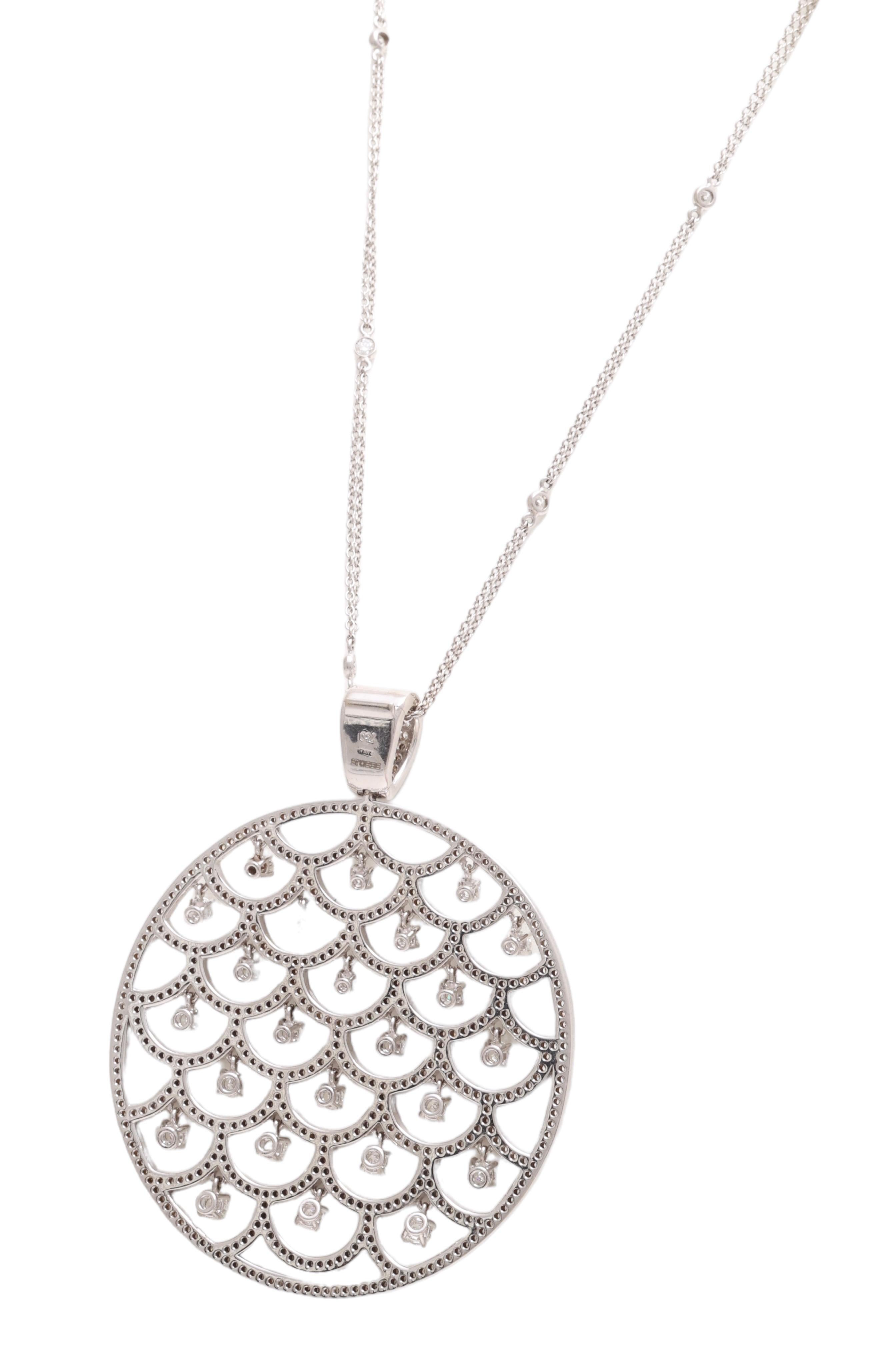 Pendant Necklace in 18 kt. White Gold With 7.6ct. Brilliant Cut Moving Diamonds For Sale 2