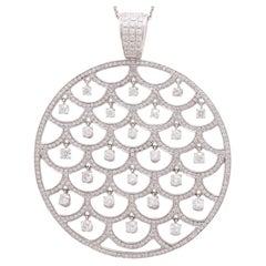 Pendant Necklace in 18 kt. White Gold With 7.6ct. Brilliant Cut Moving Diamonds 