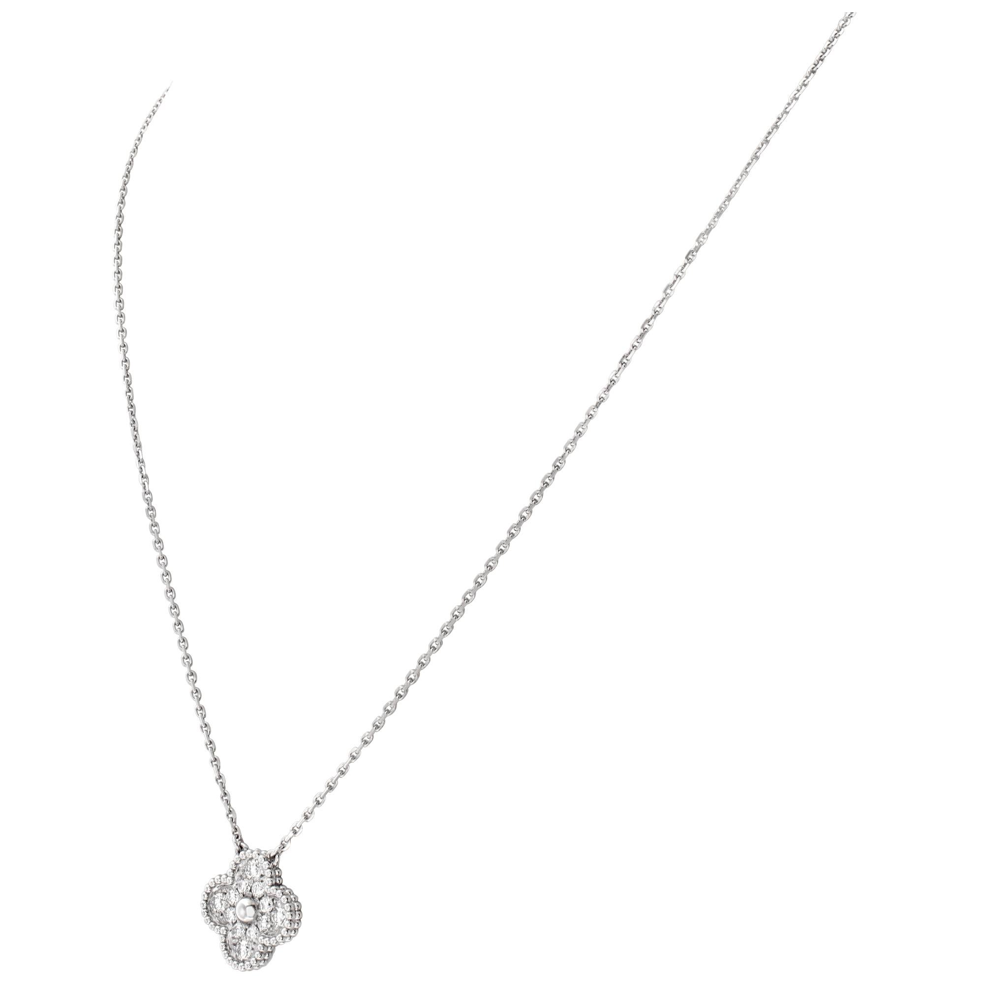 Women's Pendant Necklace in 18k White Gold with 0.48 Ct in Diamonds, Van Cleef & Arpels