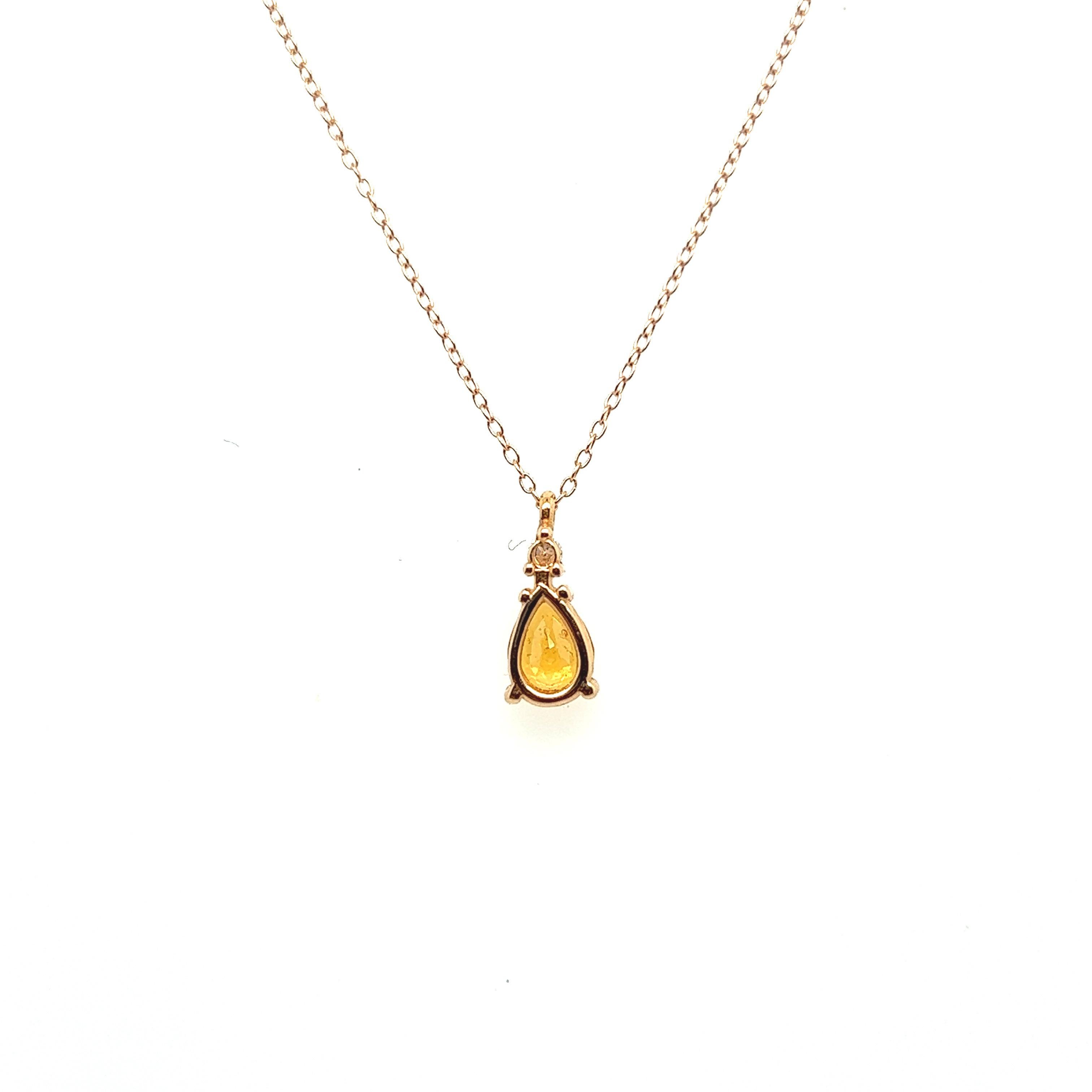 Women's or Men's Pendant Necklace Mandarin Garnet Diamond Rose Gold  For Sale