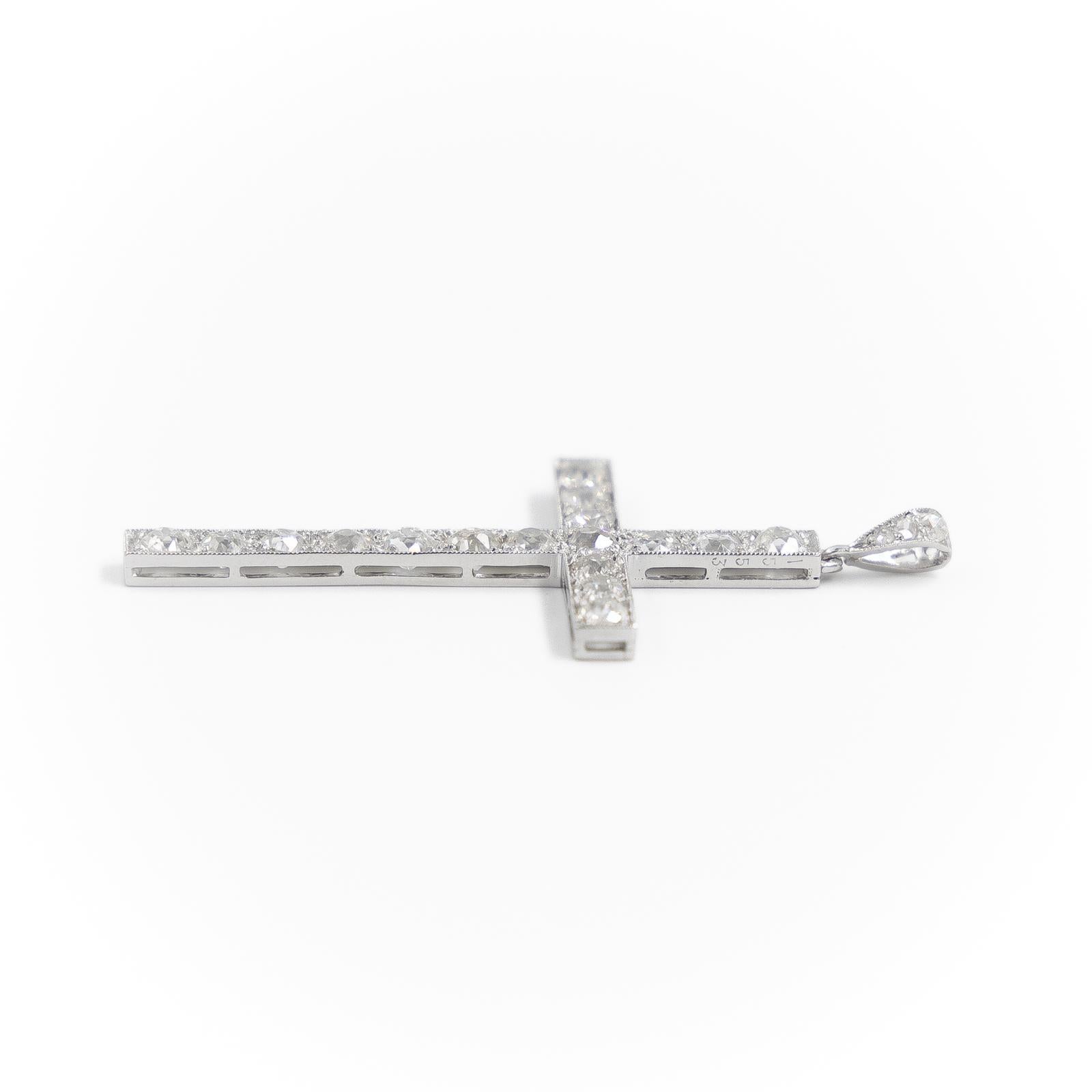 Pendant Necklace Platinum Diamond In Excellent Condition For Sale In PARIS, FR