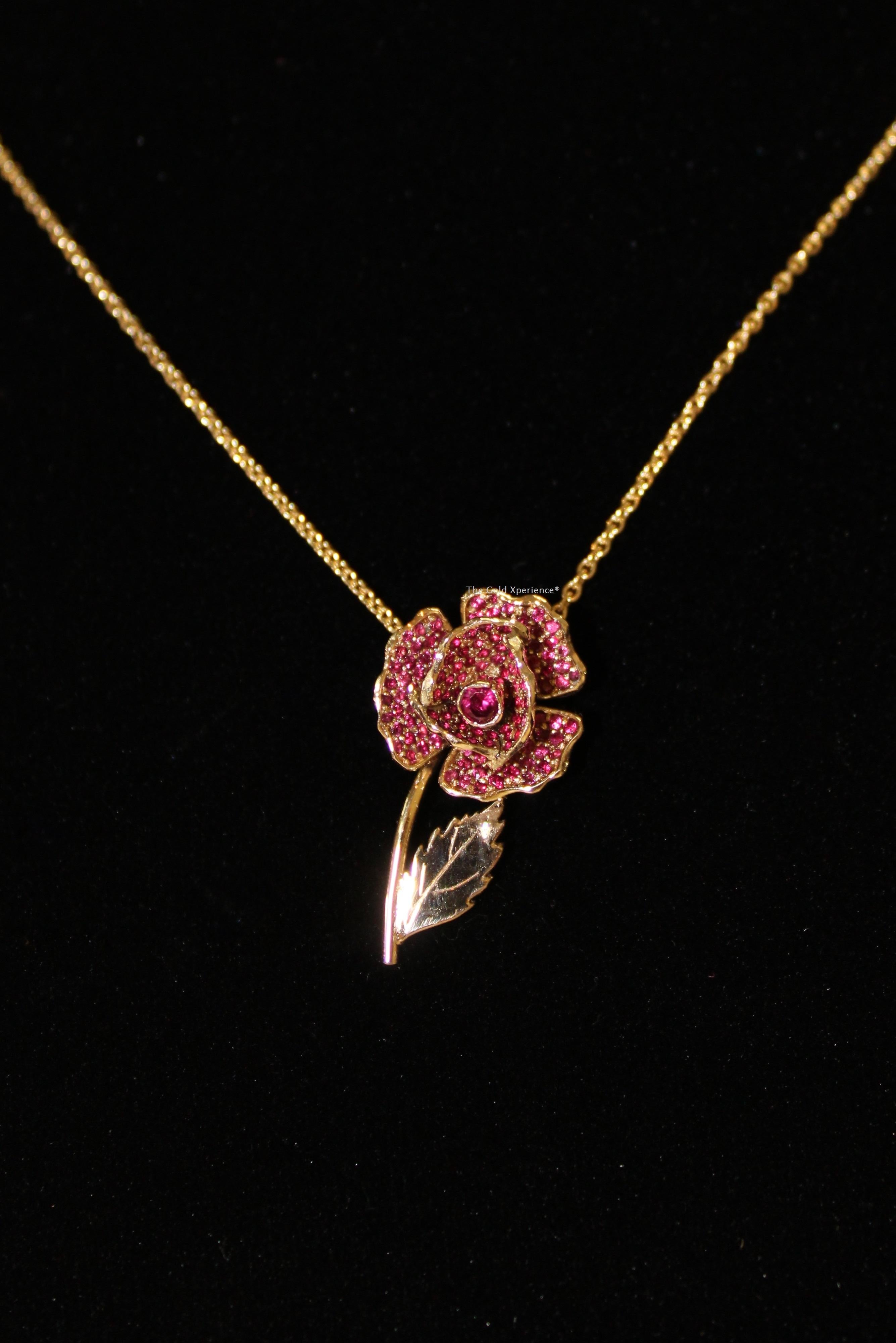 Brilliant Cut Pendant necklace Ruby Rose For Sale