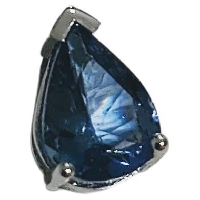 Modern Pendant Necklace Shape Pear Blue Sapphire 1.05 Carat Whitegold 18 Karat For Sale