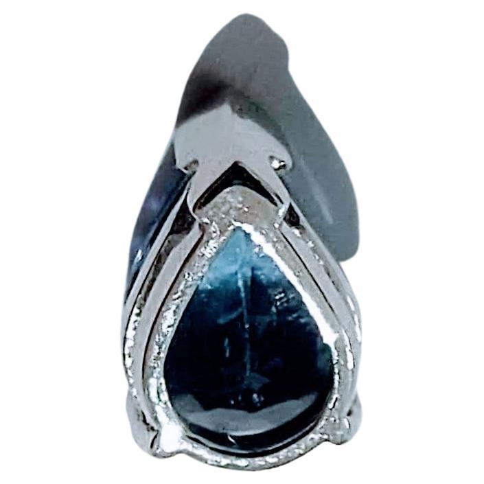 Pendant Necklace Shape Pear Blue Sapphire 1.05 Carat Whitegold 18 Karat For Sale 1
