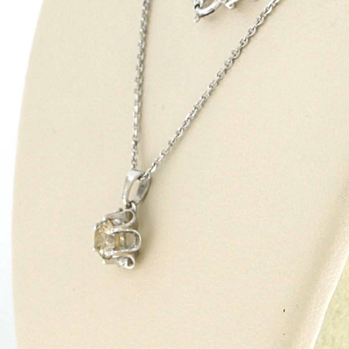 Women's or Men's Pendant Necklace with Old European cut diamond 0.50 ct  14k white gold For Sale