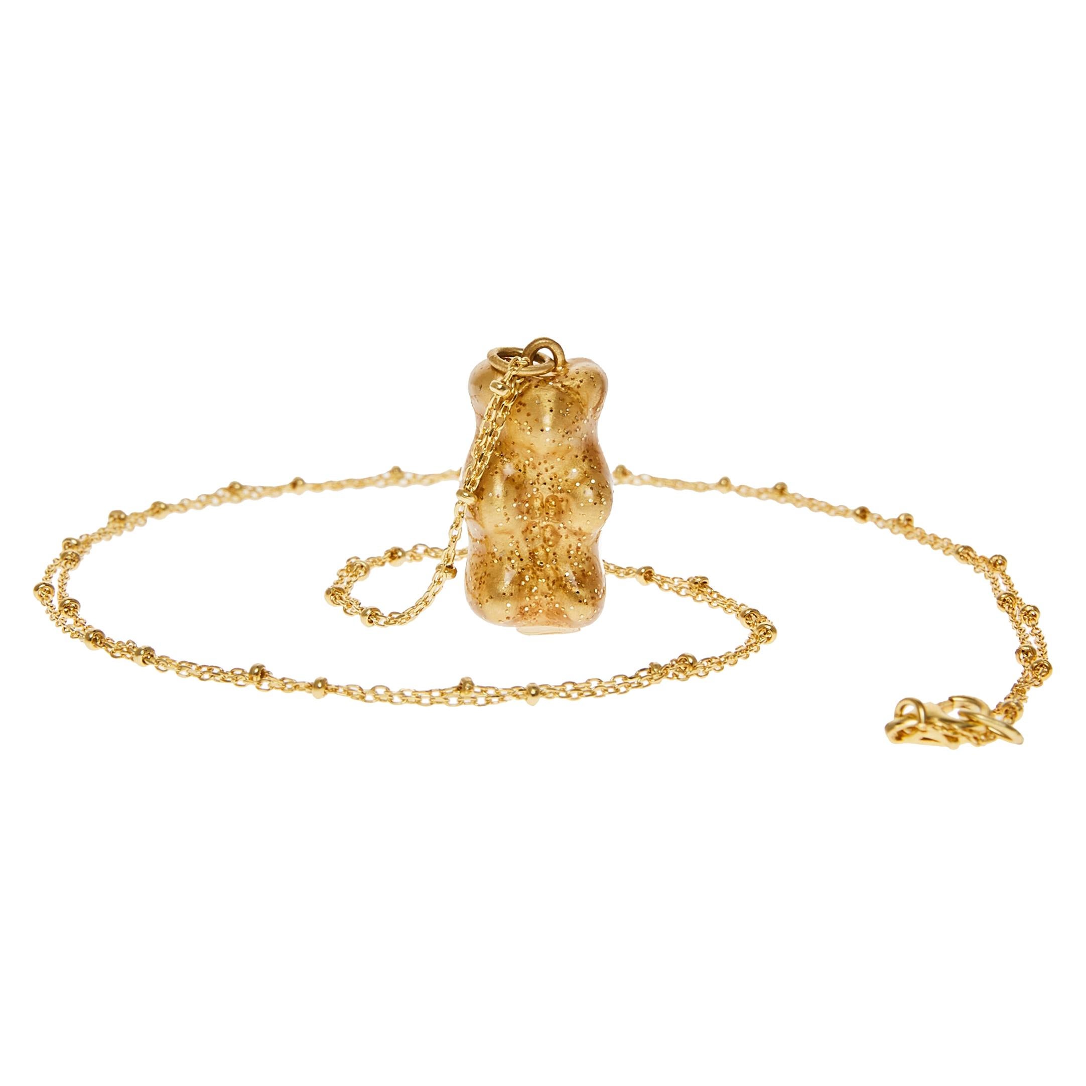 Pendant Necklace Chain  Glitter Gummy Bear 18k Gold-Plated Silver  Greek Jewelry
