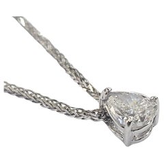 Pendant Necklaces Natural Diamond Pear Cut 0.75 Carat White Gold 18 karat
