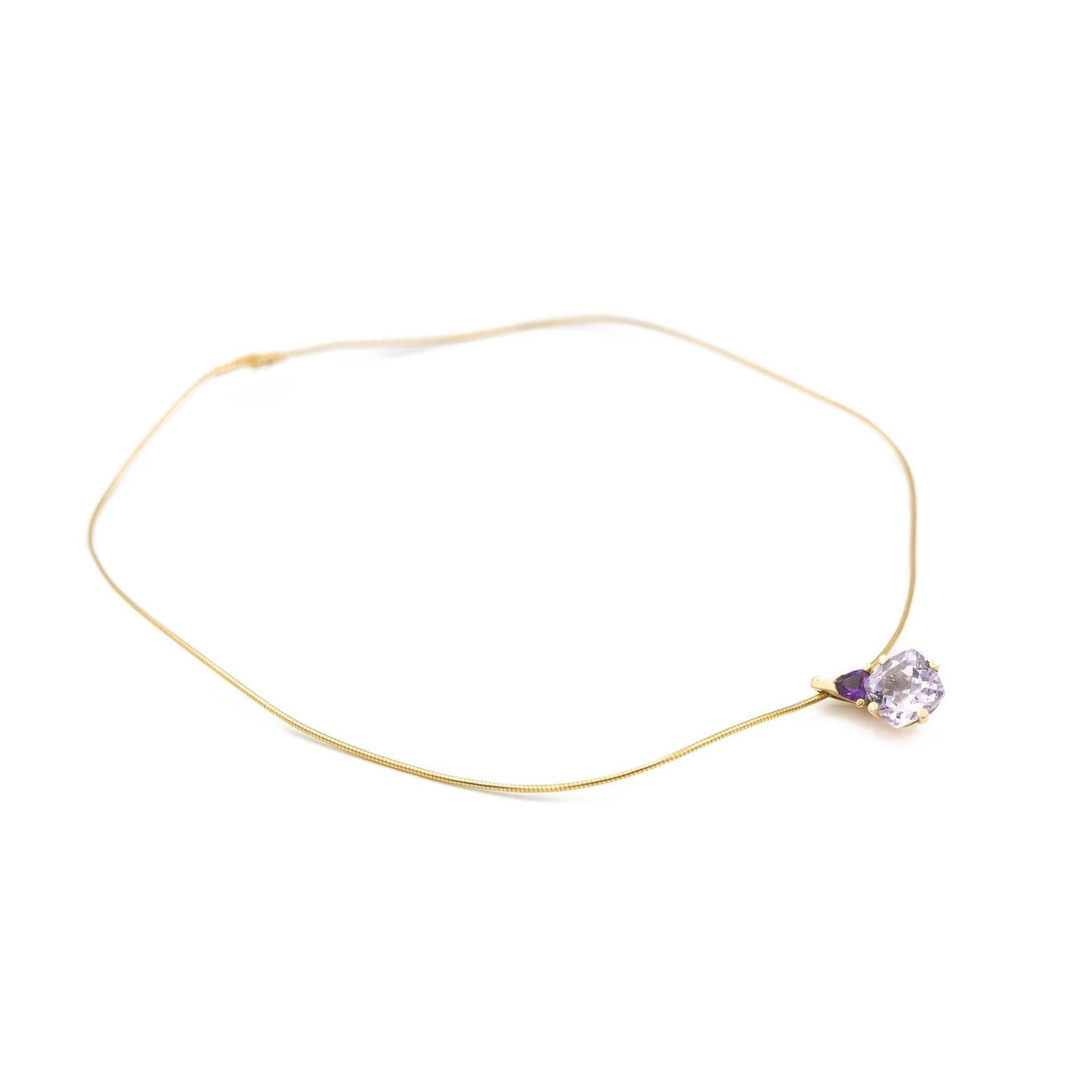 Pendant Necklaces Yellow Gold Amethyst In Excellent Condition For Sale In PARIS, FR