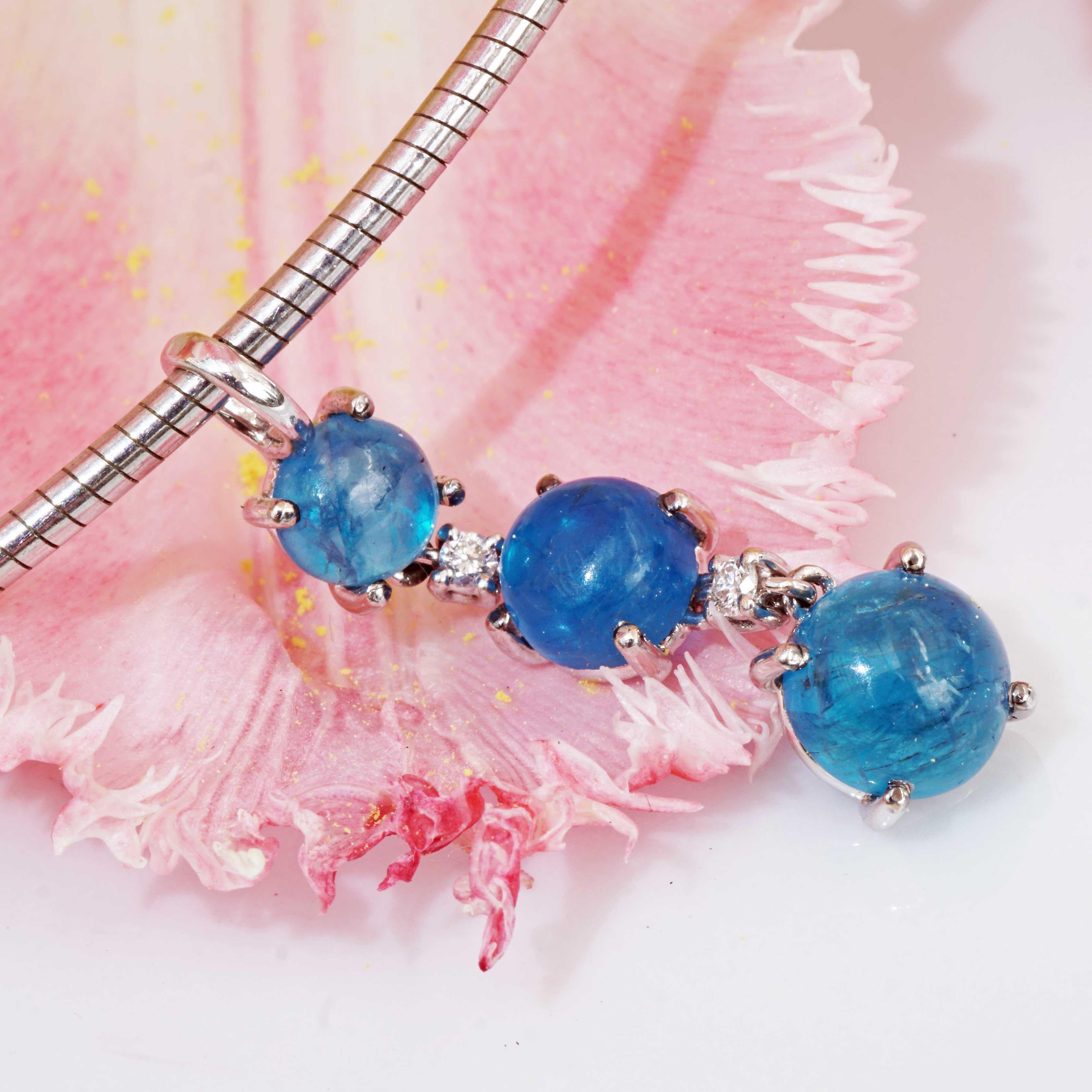 Pendentif NEON couleur bleue apatite et diamants magnifique invisible couleur 3,78 carats Neuf - En vente à Viena, Viena