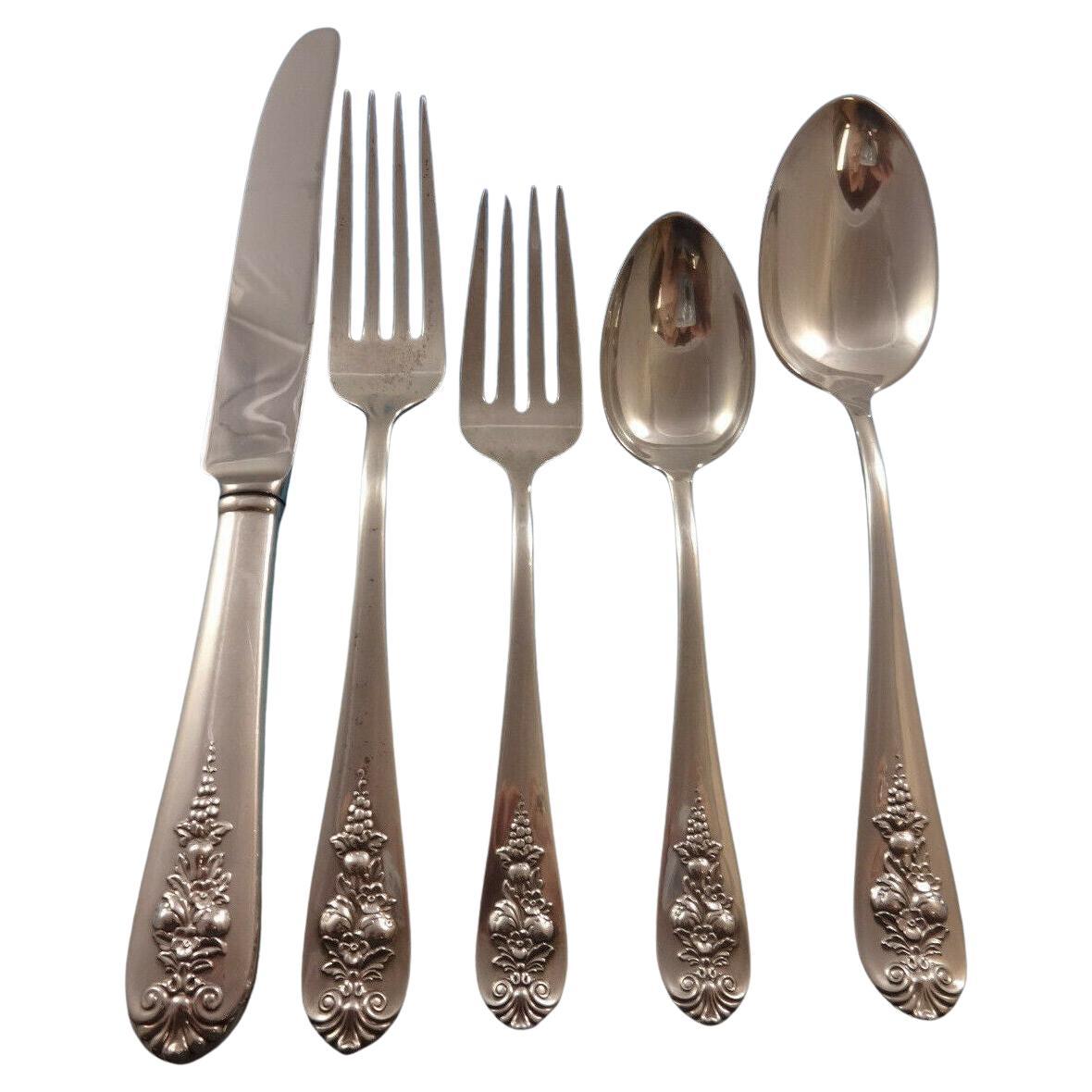 Pendant of Fruit by Lunt Sterling Silver Flatware Set For 12 Service 65 Pieces