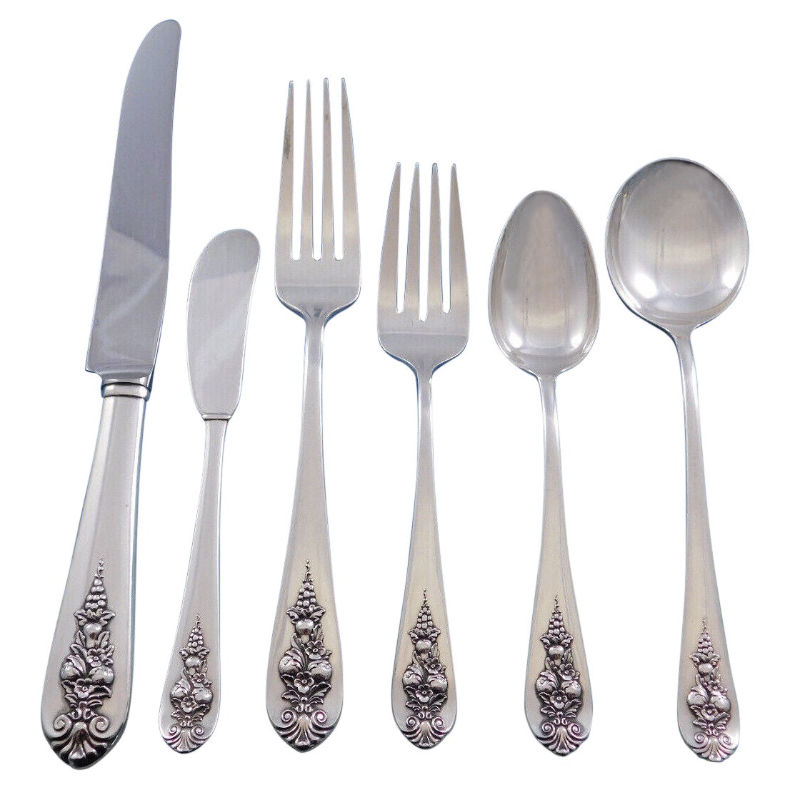 Anhänger von Fruit by Lunt Sterlingsilber-Besteck für 12 Personen Service 84 Teile im Angebot