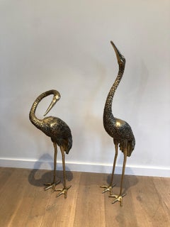 Pendant of Tall Birds in Chiseled Bronze. French work. Circa 1920