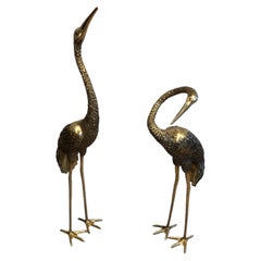 Pendant of Tall Birds in Chiseled Bronze. French work. Circa 1920