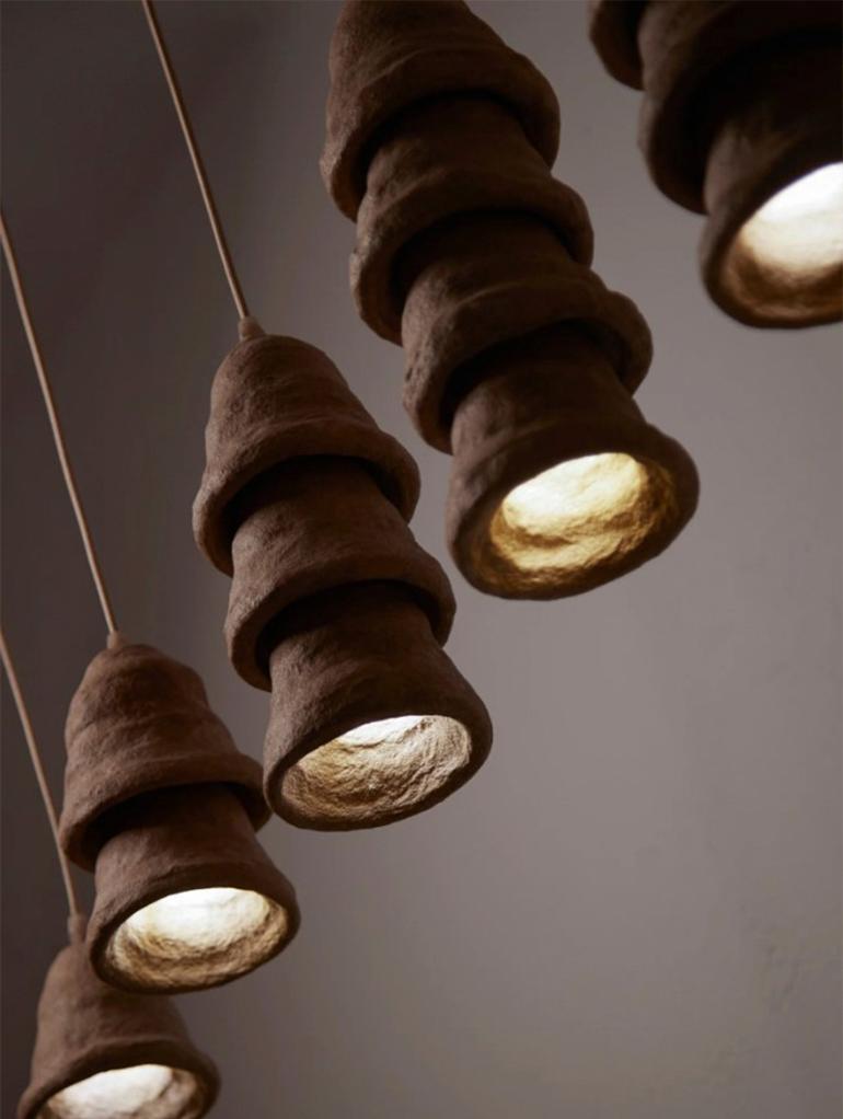 Glazed Pendant organic modern ceramic Lamp mid-century brutalist wabi sabi lighting For Sale
