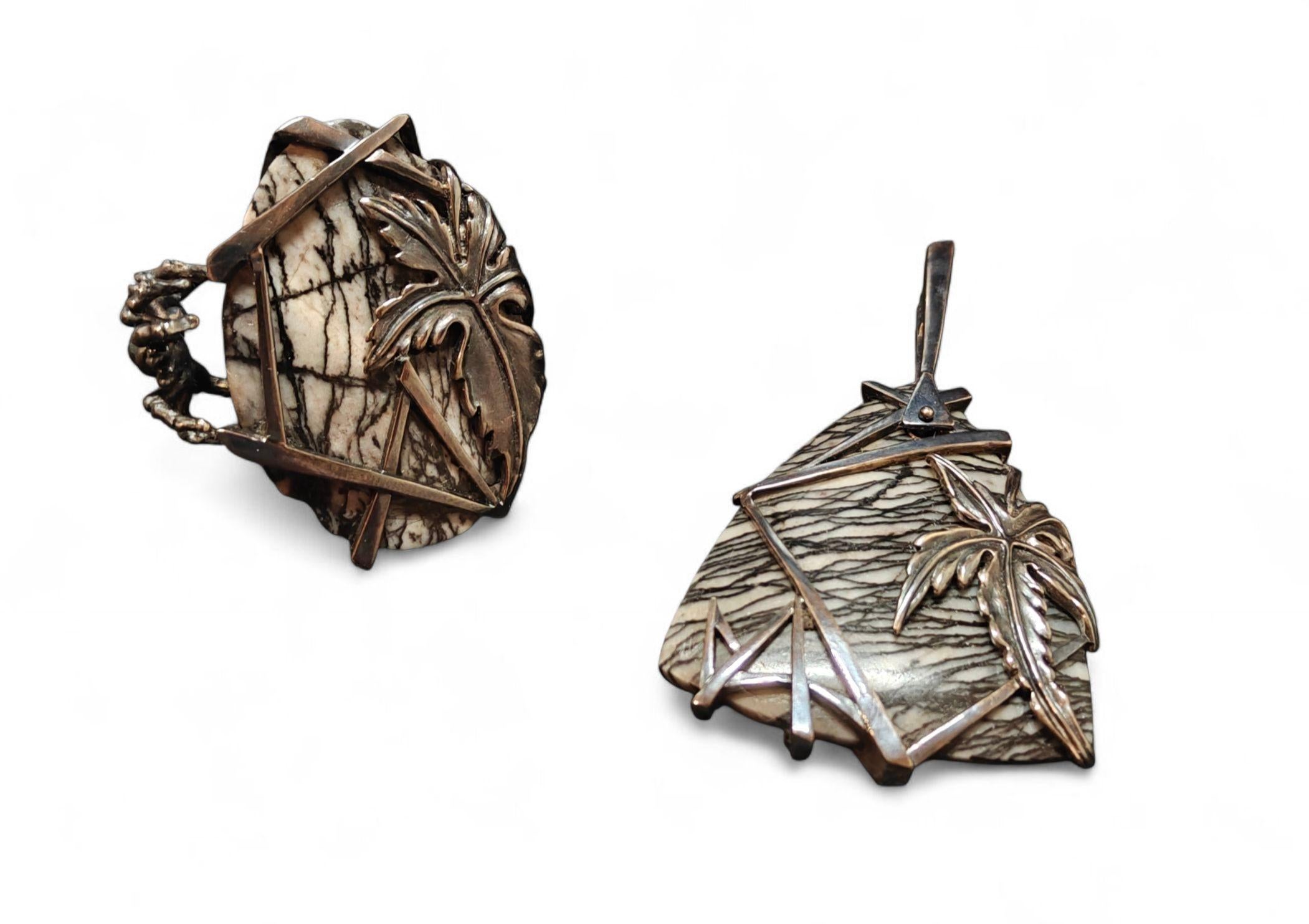 Anhänger Patinized 925 Silber Landschaft Jaspis von Konforti Jewelry (Künstler*in) im Angebot