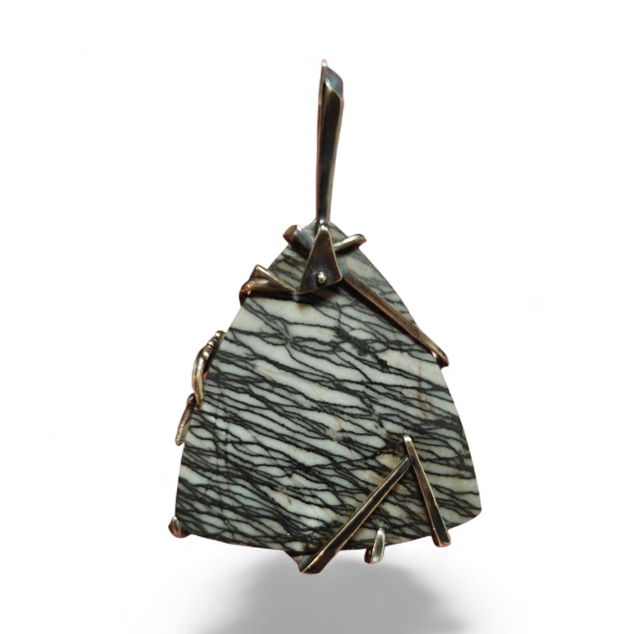 Anhänger Patinized 925 Silber Landschaft Jaspis von Konforti Jewelry (Gemischter Schliff) im Angebot