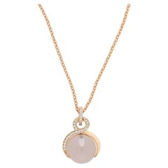 Pendant: Pink Quartz 0.25 carat Diamonds Brilliant Cut 18K Rose Gold