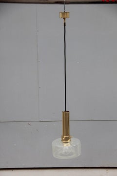 Pendant Pop Art Brass Gold Ceiling Lamp Round 1970s Pulegoso Murano Glass