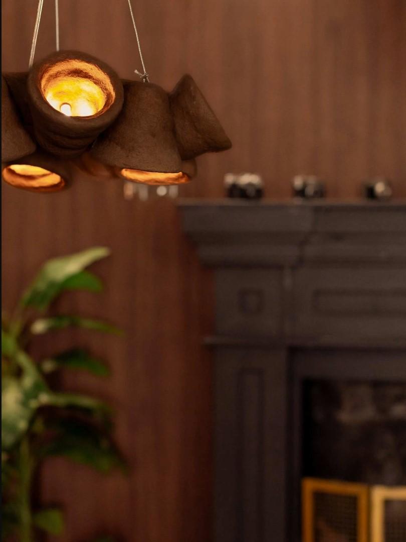 Contemporary Pendant pottery modern ceramic Lamp chandelier lighting hanging bell jar ceiling For Sale