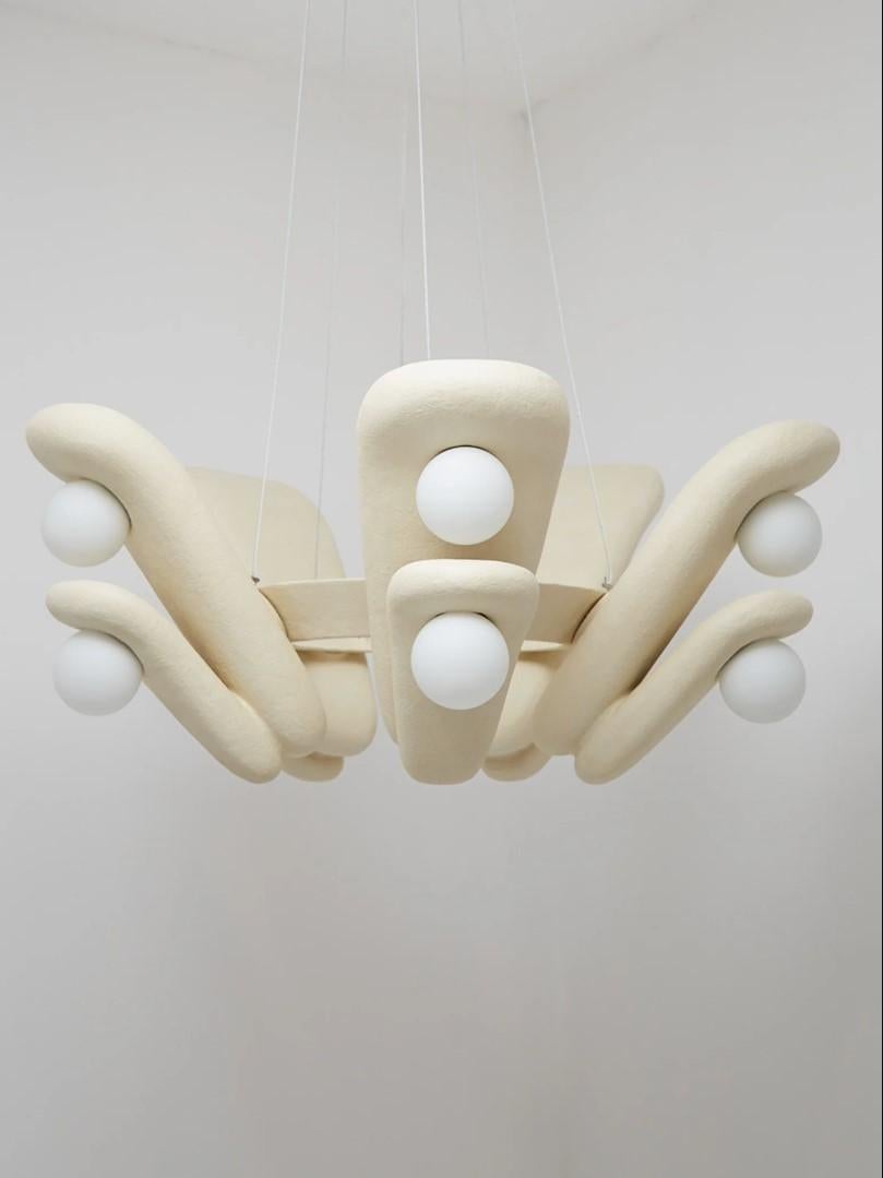 Anhänger-Keramik, organische moderne Keramiklampe, Kronleuchter-Beleuchtung, Hänge-Deckenleuchte im Angebot 1
