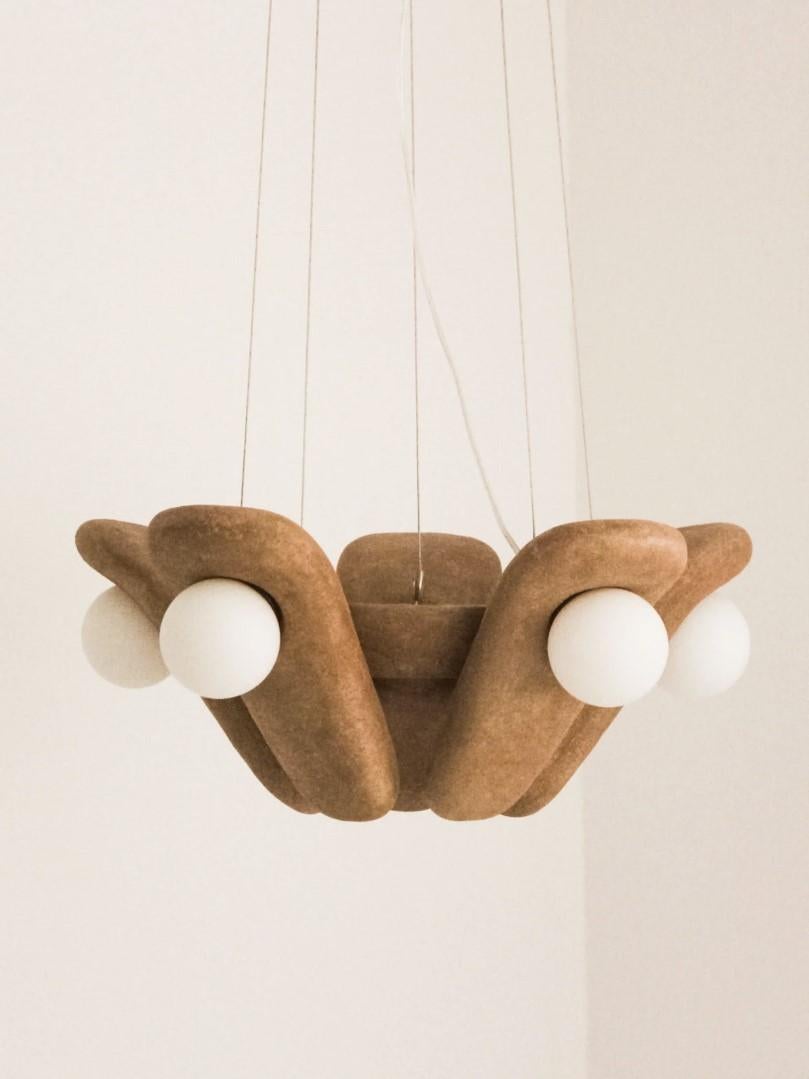 Hängeleuchte Keramik organisch modern Keramik Lampe Kronleuchter Beleuchtung hängend  Decke im Angebot 2