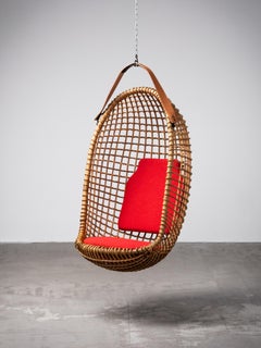 Pendant Rattan Chair ‘Eureka’ by Giovanni Travasa, Bonacina, Italy, 1950s