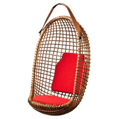 Pendant Rattan Chair ‘Eureka’ by Giovanni Travasa, Bonacina, Italy, 1950s