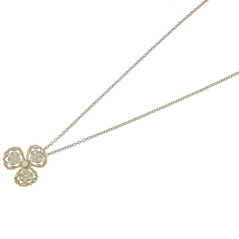 Mixed Cut Pendant Rose Gold 18 Karat with Cream Diamond, Handmade For Sale