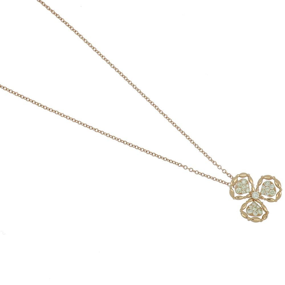 Pendant Rose Gold 18 Karat with Cream Diamond, Handmade In New Condition For Sale In SESTO FIORENTINO, IT