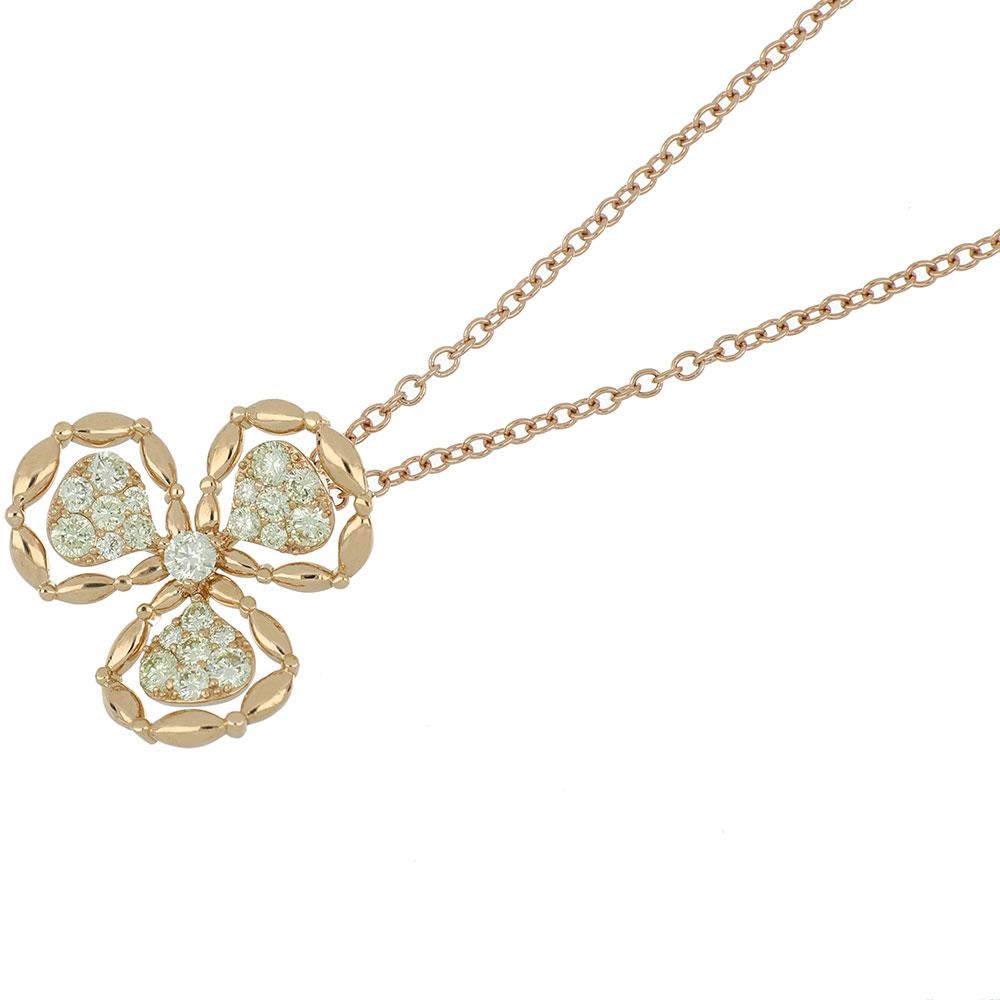 Women's Pendant Rose Gold 18 Karat with Cream Diamond, Handmade For Sale