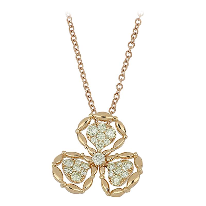 Pendant Rose Gold 18 Karat with Cream Diamond, Handmade For Sale
