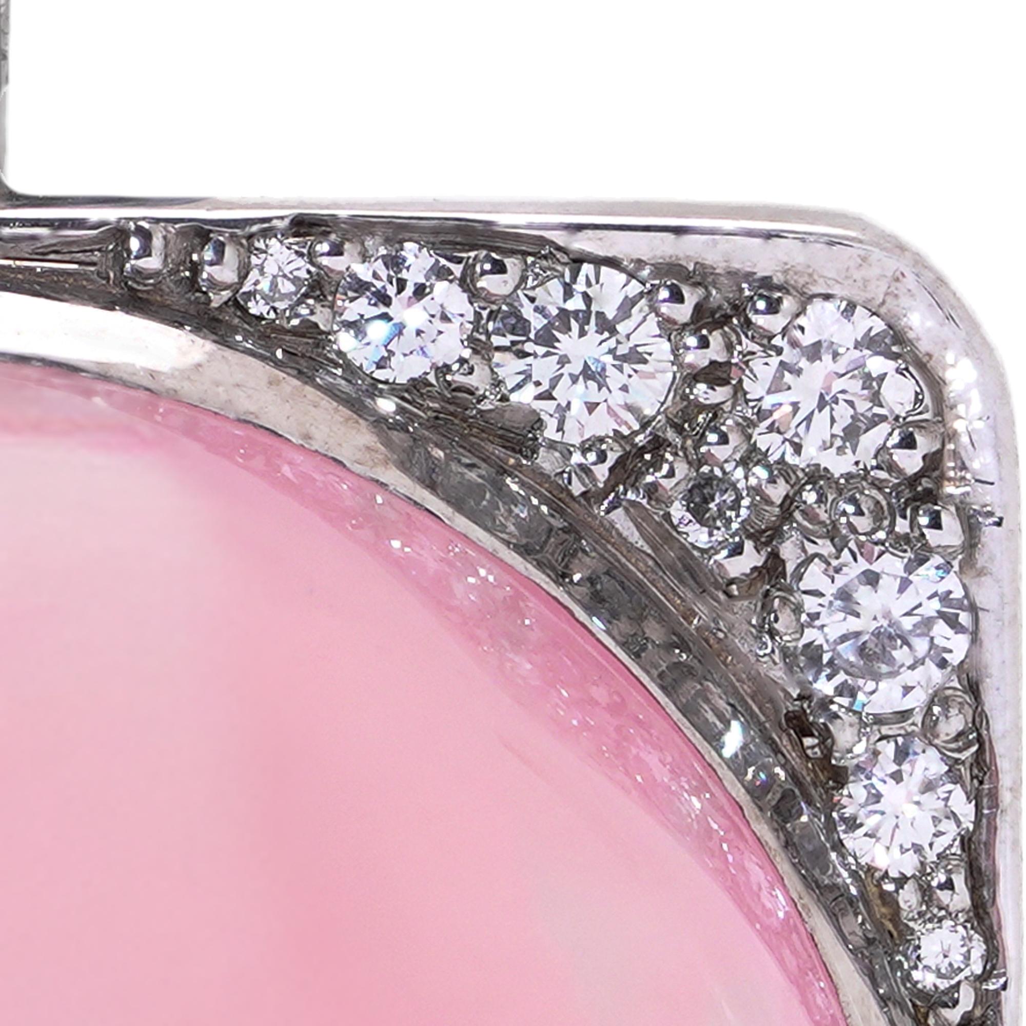 Donna Ciondolo Quarzo rosa e diamanti in vendita