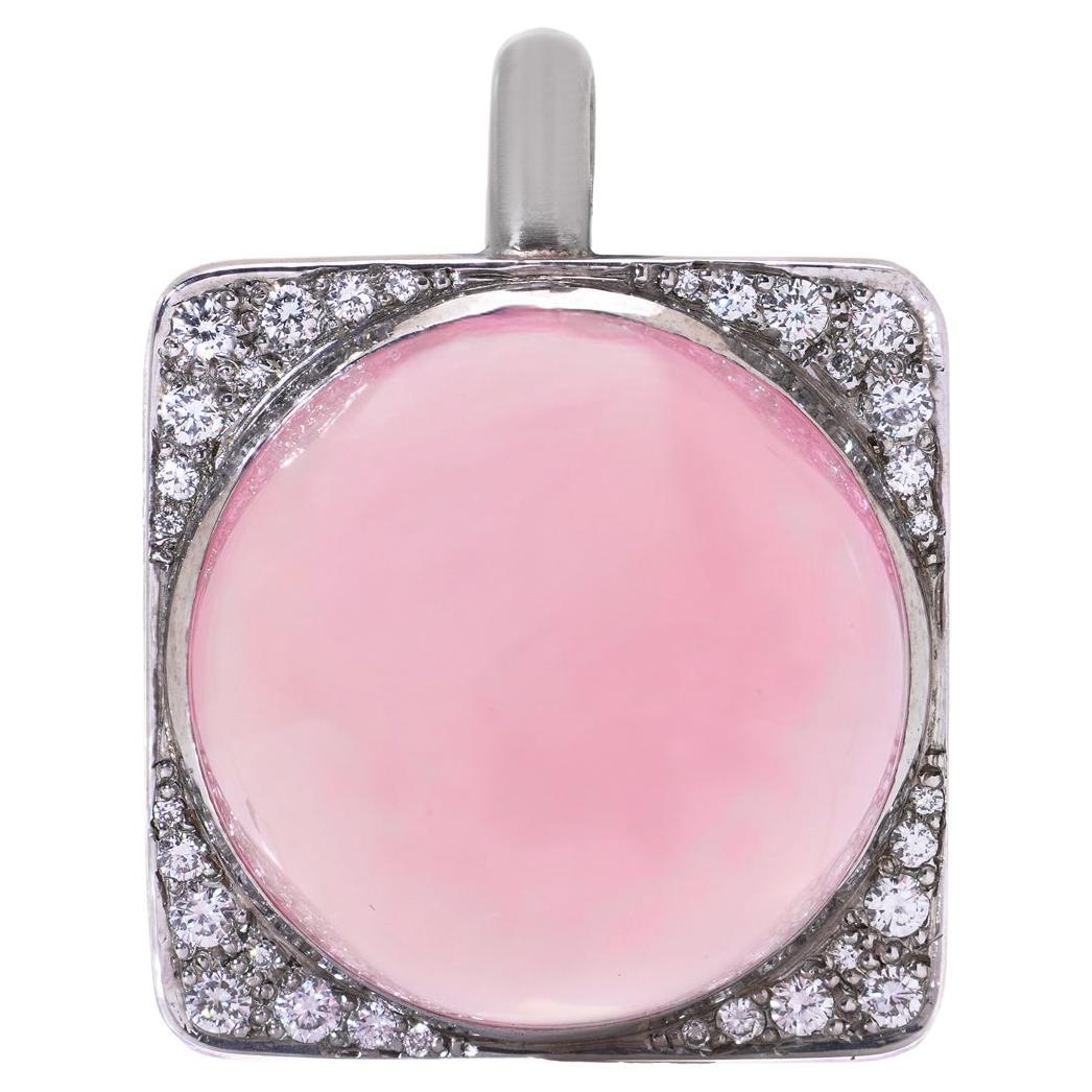 Ciondolo Quarzo rosa e diamanti in vendita