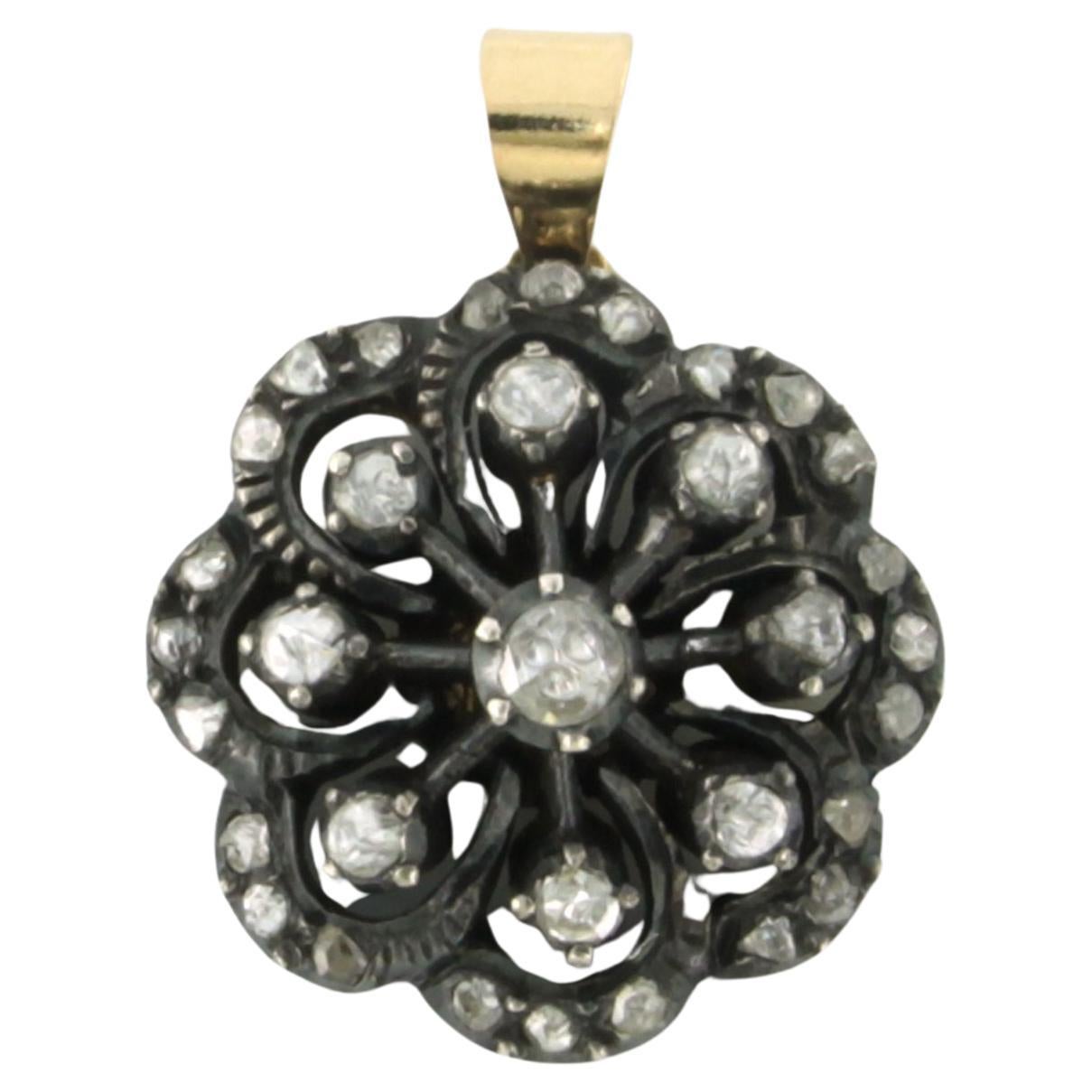 Pendentif en or jaune 14 carats et argent serti de diamants