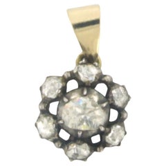 Pendant set with diamonds 14k yellow gold and silver