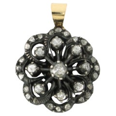 Pendentif en or jaune 14 carats et argent serti de diamants