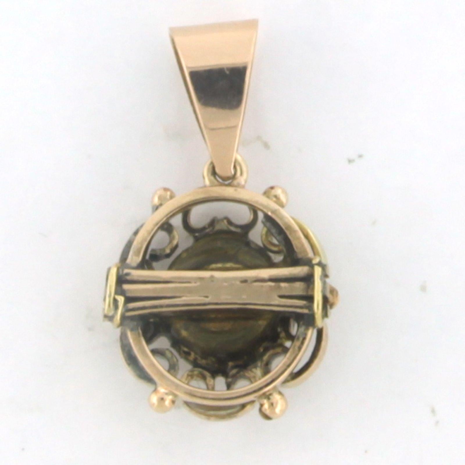 Art Nouveau Pendant set with rose diamond 14k pink gold For Sale