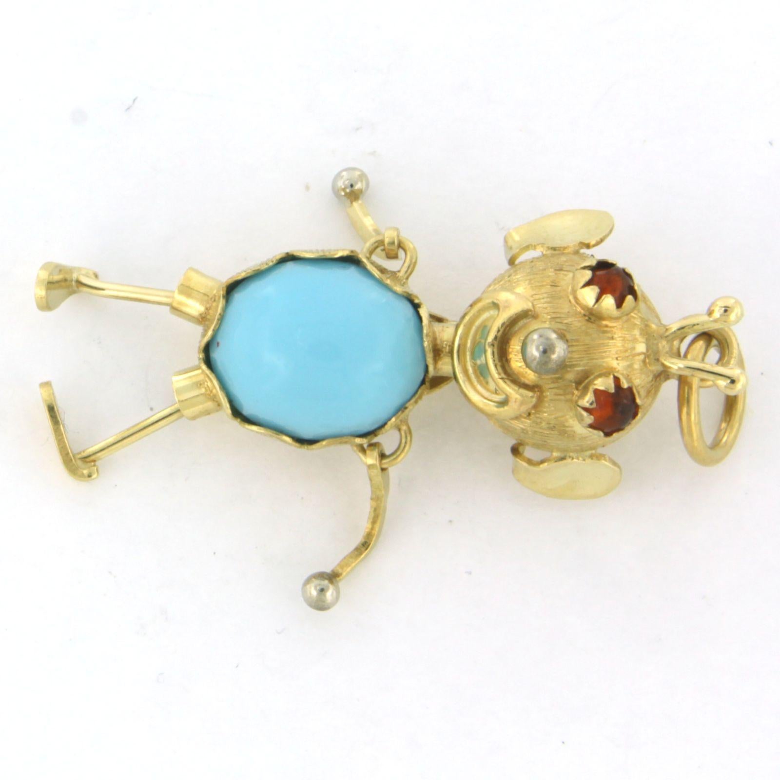 Modern Pendant set with turquoise and citrine 18k yellow gold For Sale