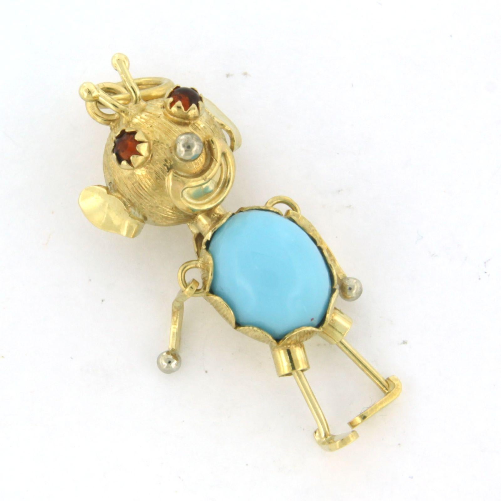 Pendant set with turquoise and citrine 18k yellow gold In Good Condition For Sale In The Hague, ZH