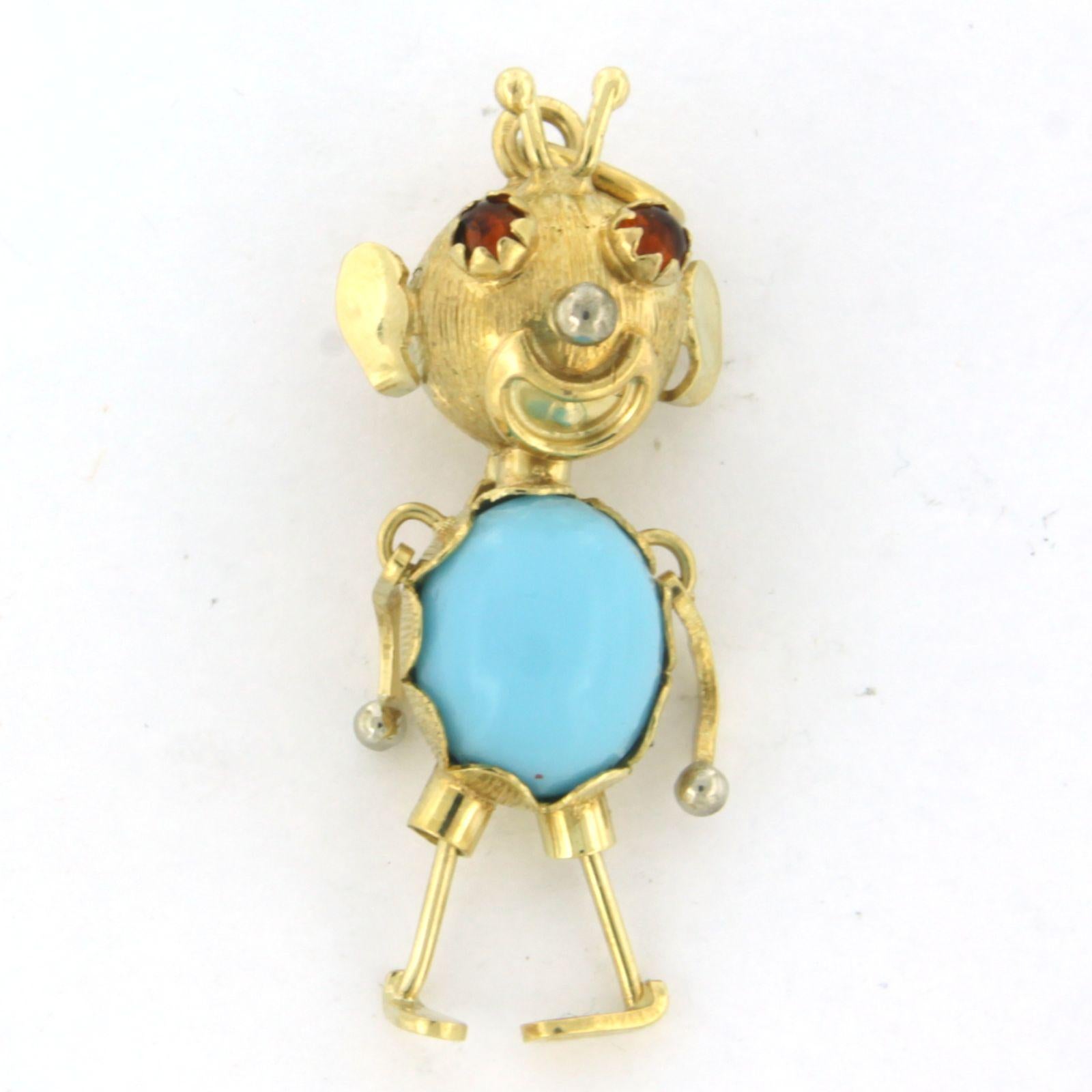 Women's Pendant set with turquoise and citrine 18k yellow gold For Sale