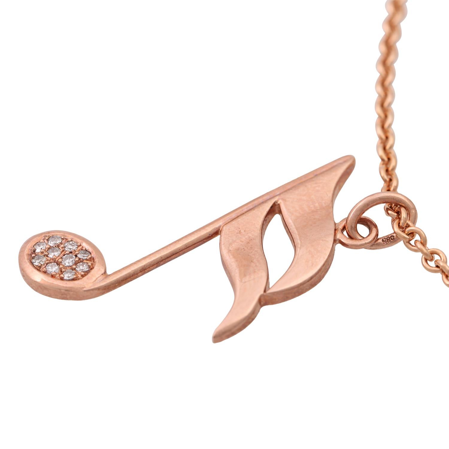 Anhänger „Sixteenth Note“ mit Diamanten von insgesamt ca. 0,1 Karat (Brillantschliff) im Angebot