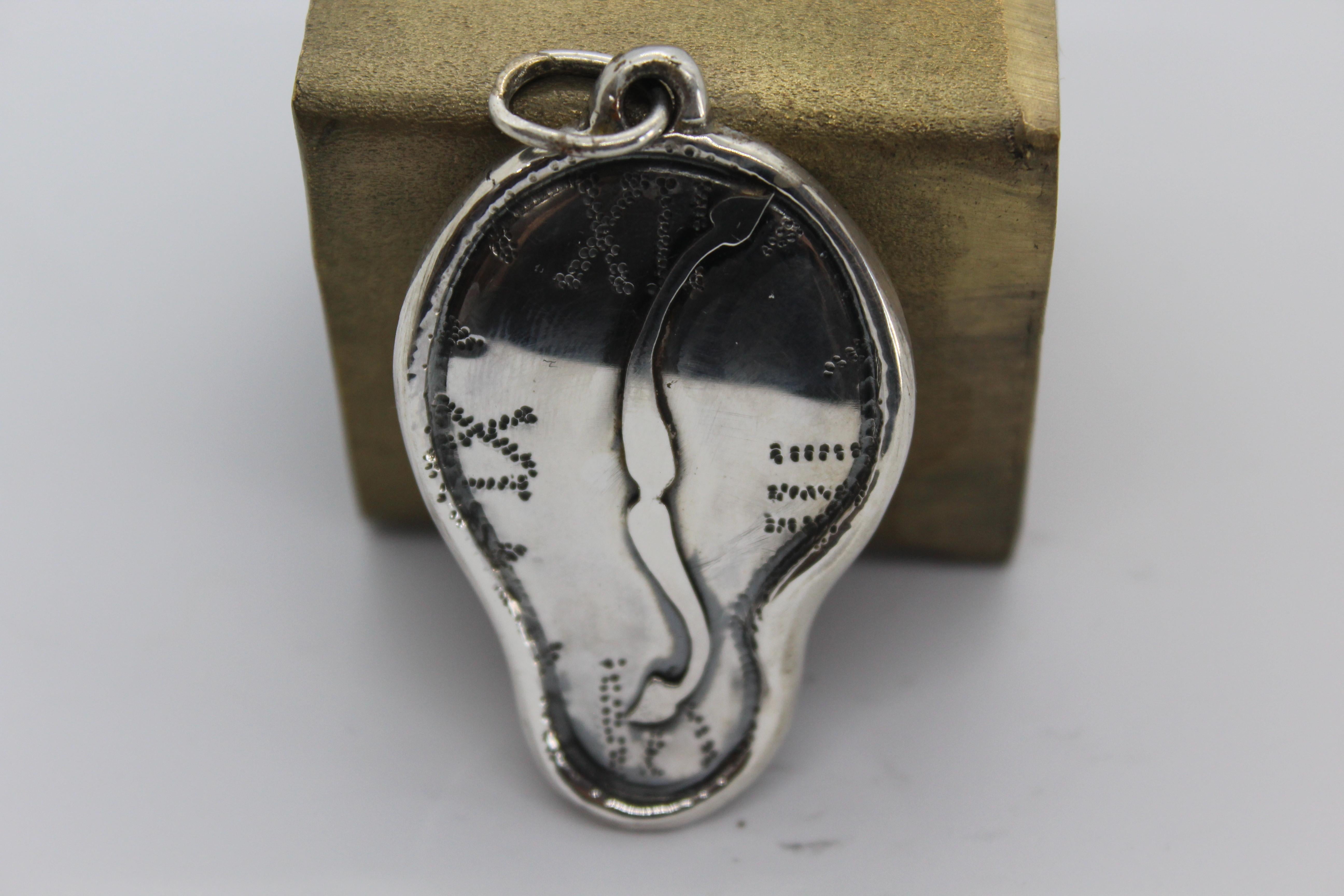 Sterling Silver Pendant, Dalí, Handmade, Italy In New Condition For Sale In Firenze, IT