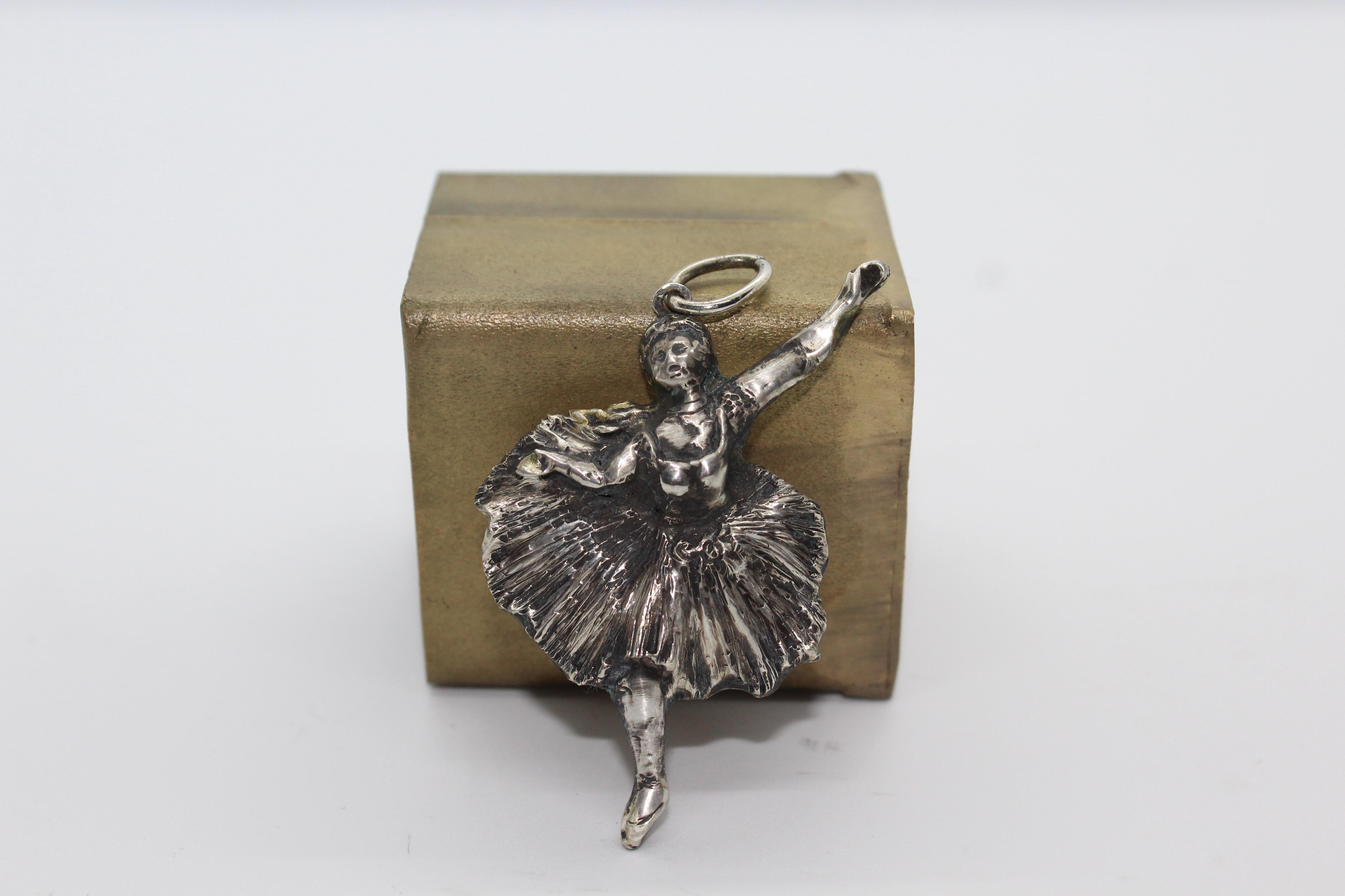 Sterling Silver Pendant, Ballerina, Degas, Handmade, Italy  In New Condition For Sale In Firenze, IT