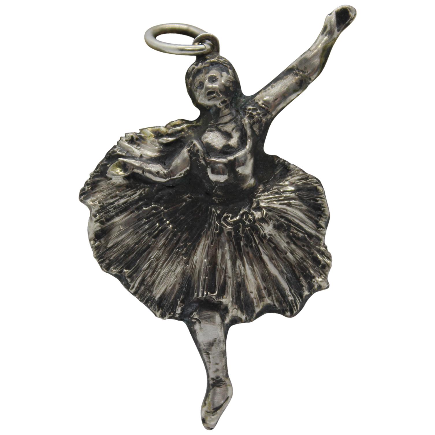 Sterling Silver Pendant, Ballerina, Degas, Handmade, Italy  For Sale