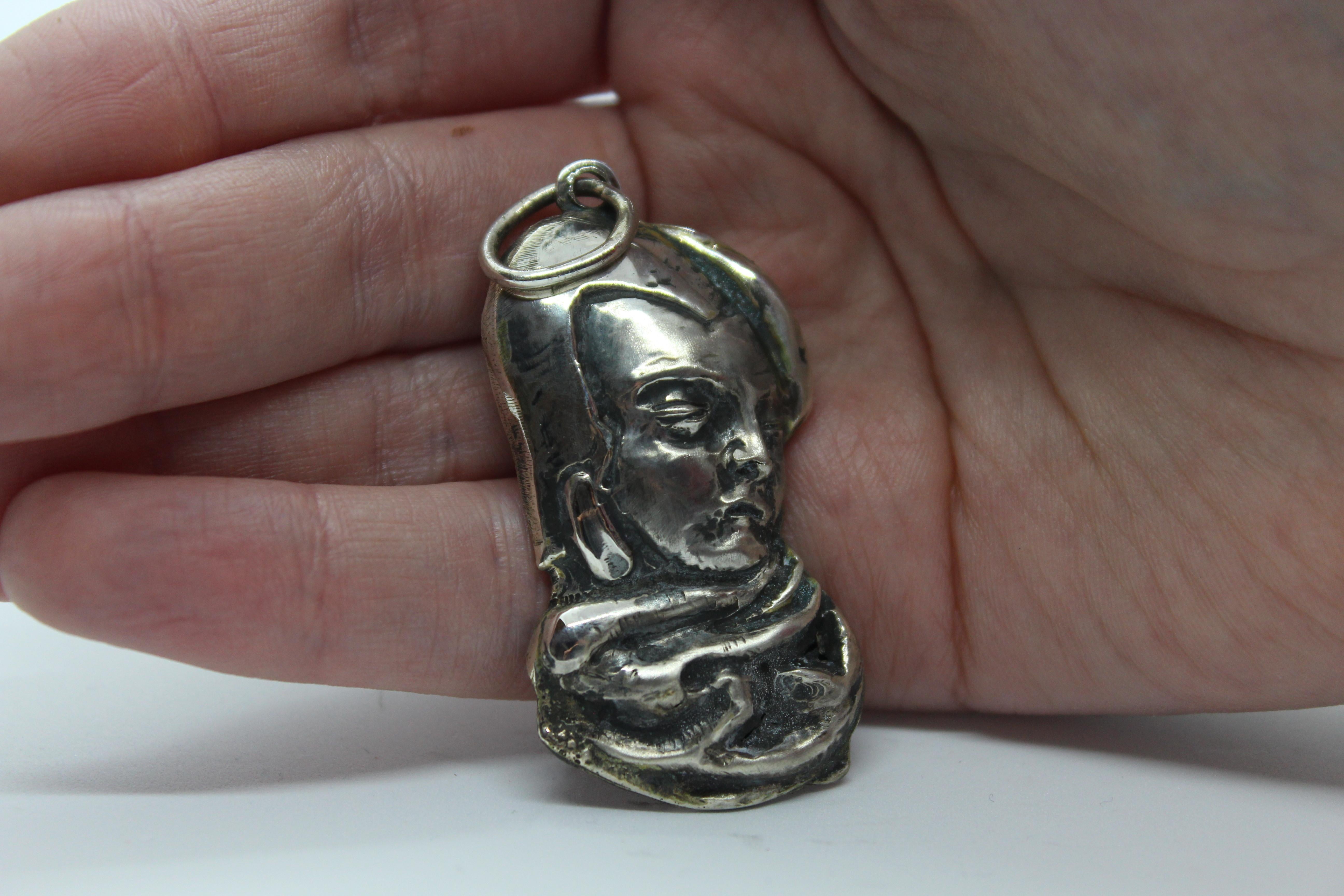 Artist Sterling Silver Pendant,  Lempicka, Handmade, Italy For Sale