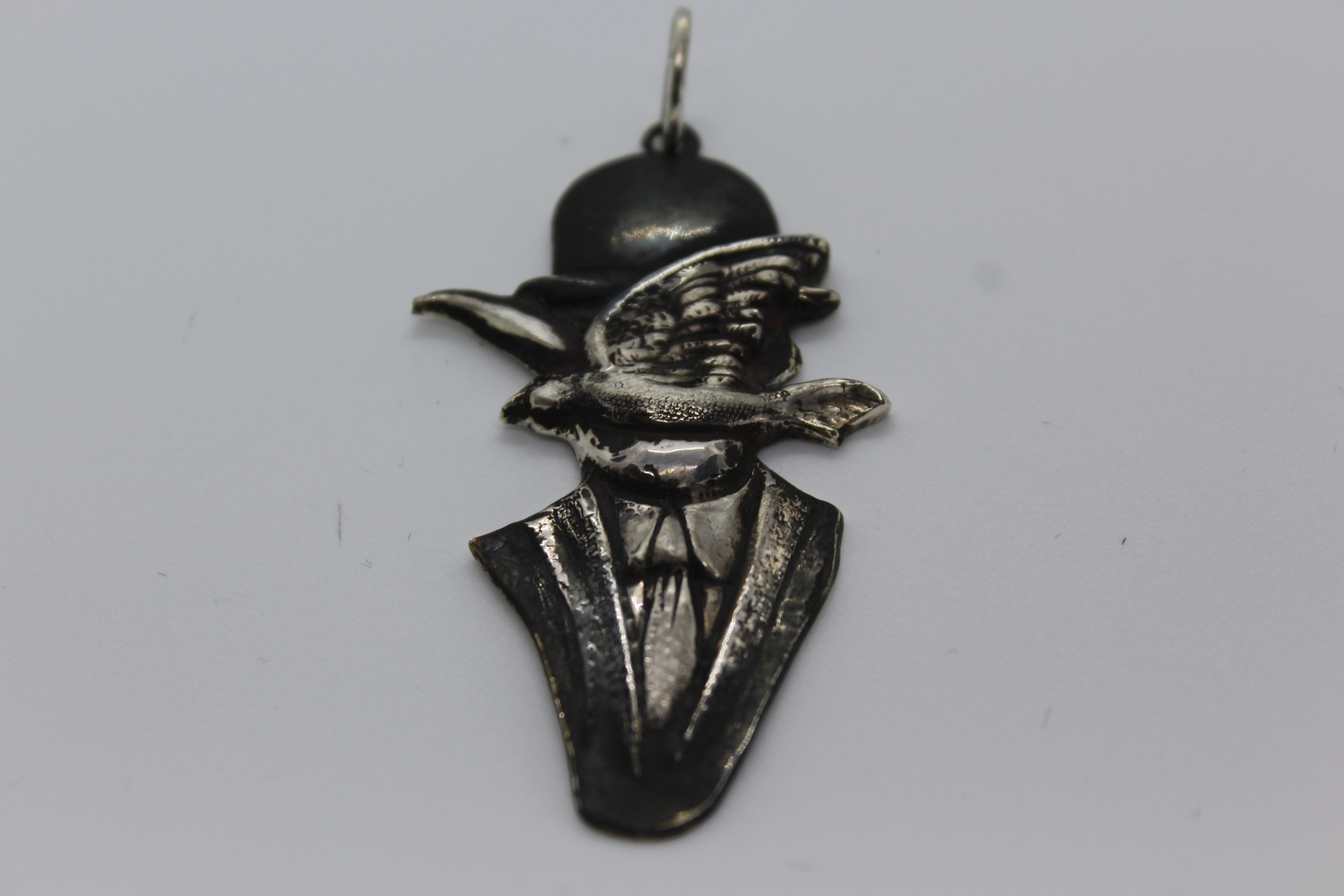 Sterling Silver Pendant, Magritte, Handmade, Italy In New Condition For Sale In Firenze, IT